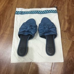 NWOT Tory burch knotted jean slides 8.5
